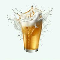 A glass of cold fresh beer with cap of foam. Splash of foam with tasty american beer. Beer day concept by AI Generated photo