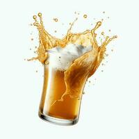 A glass of cold fresh beer with cap of foam. Splash of foam with tasty american beer. Beer day concept by AI Generated photo