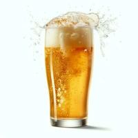 A glass of cold fresh beer with cap of foam. Splash of foam with tasty american beer. Beer day concept by AI Generated photo