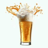 A glass of cold fresh beer with cap of foam. Splash of foam with tasty american beer. Beer day concept by AI Generated photo