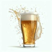 A glass of cold fresh beer with cap of foam. Splash of foam with tasty american beer. Beer day concept by AI Generated photo