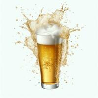 A glass of cold fresh beer with cap of foam. Splash of foam with tasty american beer. Beer day concept by AI Generated photo