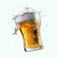 A glass of cold fresh beer with cap of foam. Splash of foam with tasty american beer. Beer day concept by AI Generated photo