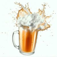 A glass of cold fresh beer with cap of foam. Splash of foam with tasty american beer. Beer day concept by AI Generated photo