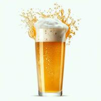 A glass of cold fresh beer with cap of foam. Splash of foam with tasty american beer. Beer day concept by AI Generated photo