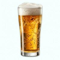 A glass of cold fresh beer with cap of foam. Splash of foam with tasty american beer. Beer day concept by AI Generated photo