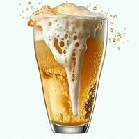 A glass of cold fresh beer with cap of foam. Splash of foam with tasty american beer. Beer day concept by AI Generated photo