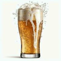 A glass of cold fresh beer with cap of foam. Splash of foam with tasty american beer. Beer day concept by AI Generated photo