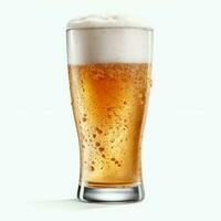 A glass of cold fresh beer with cap of foam. Splash of foam with tasty american beer. Beer day concept by AI Generated photo