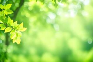 green leaves on a sunny day. AI-Generated photo