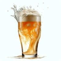 A glass of cold fresh beer with cap of foam. Splash of foam with tasty american beer. Beer day concept by AI Generated photo