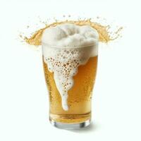 A glass of cold fresh beer with cap of foam. Splash of foam with tasty american beer. Beer day concept by AI Generated photo