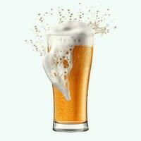 A glass of cold fresh beer with cap of foam. Splash of foam with tasty american beer. Beer day concept by AI Generated photo