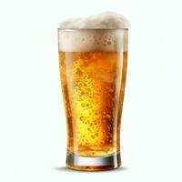 A glass of cold fresh beer with cap of foam. Splash of foam with tasty american beer. Beer day concept by AI Generated photo