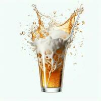 A glass of cold fresh beer with cap of foam. Splash of foam with tasty american beer. Beer day concept by AI Generated photo