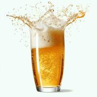 A glass of cold fresh beer with cap of foam. Splash of foam with tasty american beer. Beer day concept by AI Generated photo