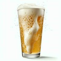 A glass of cold fresh beer with cap of foam. Splash of foam with tasty american beer. Beer day concept by AI Generated photo