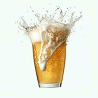 A glass of cold fresh beer with cap of foam. Splash of foam with tasty american beer. Beer day concept by AI Generated photo