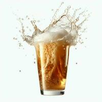 A glass of cold fresh beer with cap of foam. Splash of foam with tasty american beer. Beer day concept by AI Generated photo