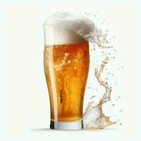 A glass of cold fresh beer with cap of foam. Splash of foam with tasty american beer. Beer day concept by AI Generated photo