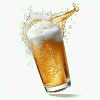 A glass of cold fresh beer with cap of foam. Splash of foam with tasty american beer. Beer day concept by AI Generated photo