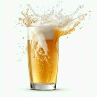 A glass of cold fresh beer with cap of foam. Splash of foam with tasty american beer. Beer day concept by AI Generated photo