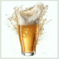 A glass of cold fresh beer with cap of foam. Splash of foam with tasty american beer. Beer day concept by AI Generated photo