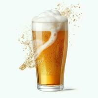 A glass of cold fresh beer with cap of foam. Splash of foam with tasty american beer. Beer day concept by AI Generated photo