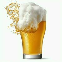 A glass of cold fresh beer with cap of foam. Splash of foam with tasty american beer. Beer day concept by AI Generated photo