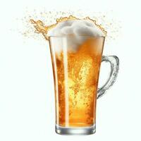 A glass of cold fresh beer with cap of foam. Splash of foam with tasty american beer. Beer day concept by AI Generated photo