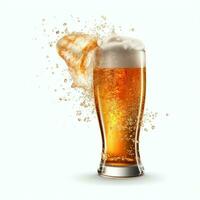 A glass of cold fresh beer with cap of foam. Splash of foam with tasty american beer. Beer day concept by AI Generated photo