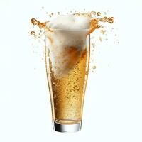 A glass of cold fresh beer with cap of foam. Splash of foam with tasty american beer. Beer day concept by AI Generated photo