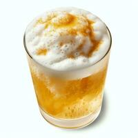 A glass of cold fresh beer with cap of foam. Splash of foam with tasty american beer. Beer day concept by AI Generated photo