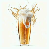 A glass of cold fresh beer with cap of foam. Splash of foam with tasty american beer. Beer day concept by AI Generated photo