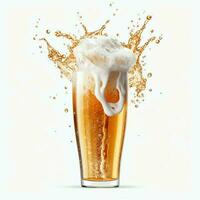 A glass of cold fresh beer with cap of foam. Splash of foam with tasty american beer. Beer day concept by AI Generated photo