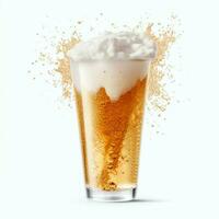 A glass of cold fresh beer with cap of foam. Splash of foam with tasty american beer. Beer day concept by AI Generated photo