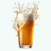 A glass of cold fresh beer with cap of foam. Splash of foam with tasty american beer. Beer day concept by AI Generated photo