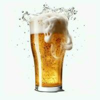 A glass of cold fresh beer with cap of foam. Splash of foam with tasty american beer. Beer day concept by AI Generated photo