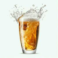 A glass of cold fresh beer with cap of foam. Splash of foam with tasty american beer. Beer day concept by AI Generated photo