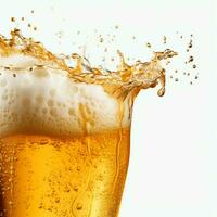 A glass of cold fresh beer with cap of foam. Splash of foam with tasty american beer. Beer day concept by AI Generated photo