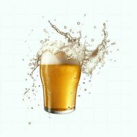 A glass of cold fresh beer with cap of foam. Splash of foam with tasty american beer. Beer day concept by AI Generated photo