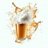 A glass of cold fresh beer with cap of foam. Splash of foam with tasty american beer. Beer day concept by AI Generated photo