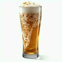 A glass of cold fresh beer with cap of foam. Splash of foam with tasty american beer. Beer day concept by AI Generated photo