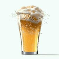 A glass of cold fresh beer with cap of foam. Splash of foam with tasty american beer. Beer day concept by AI Generated photo