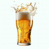 A glass of cold fresh beer with cap of foam. Splash of foam with tasty american beer. Beer day concept by AI Generated photo