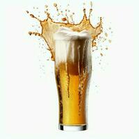 A glass of cold fresh beer with cap of foam. Splash of foam with tasty american beer. Beer day concept by AI Generated photo