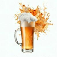 A glass of cold fresh beer with cap of foam. Splash of foam with tasty american beer. Beer day concept by AI Generated photo