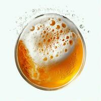 A glass of cold fresh beer with cap of foam. Splash of foam with tasty american beer. Beer day concept by AI Generated photo