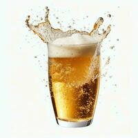 A glass of cold fresh beer with cap of foam. Splash of foam with tasty american beer. Beer day concept by AI Generated photo