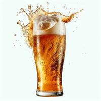 A glass of cold fresh beer with cap of foam. Splash of foam with tasty american beer. Beer day concept by AI Generated photo